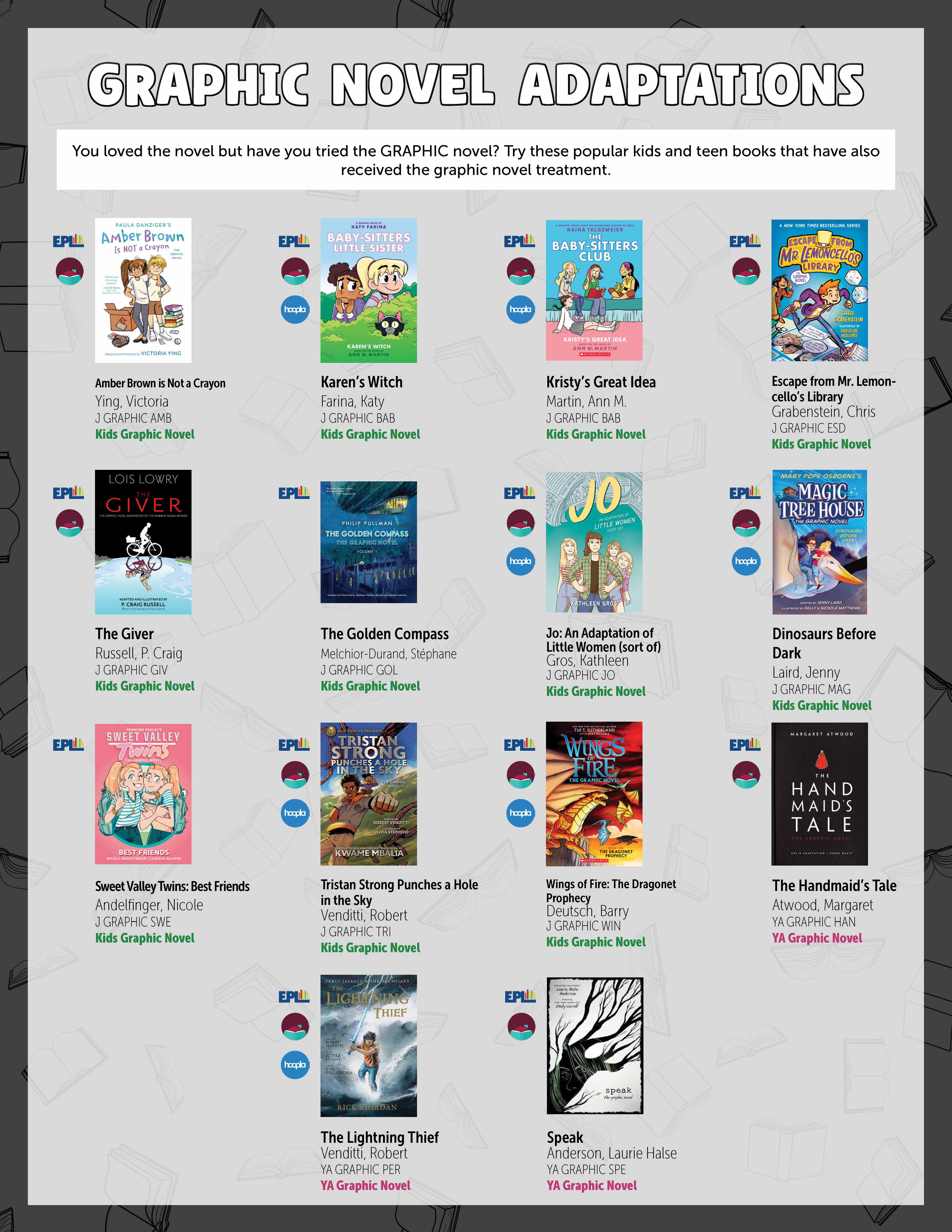 Booklist Graphic Novel Adaptations of Novels