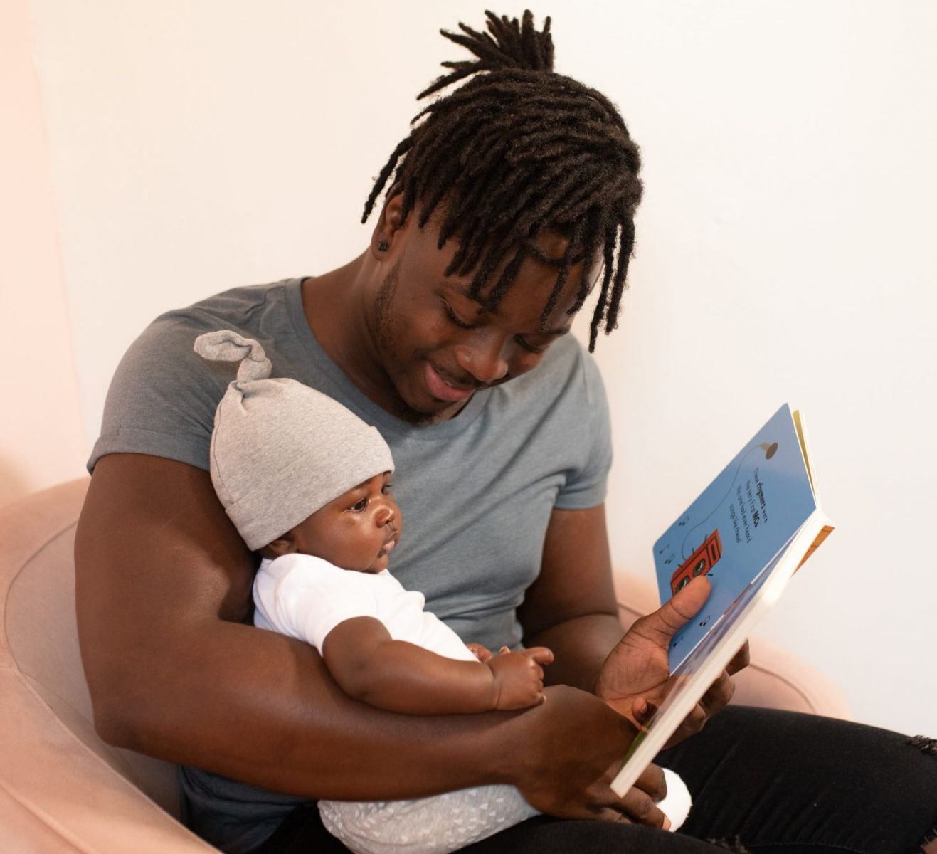 A father reading to his child