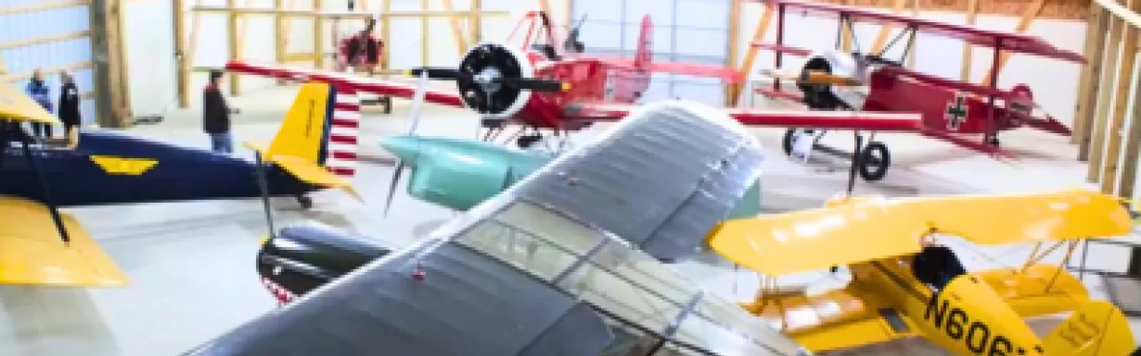 Airplanes on display in aviation museum